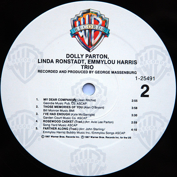 Dolly Parton, Linda Ronstadt & Emmylou Harris : Trio (LP, Album, All)