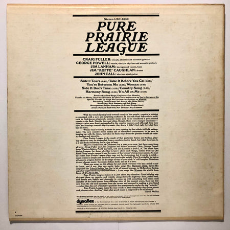 Pure Prairie League : Pure Prairie League (LP, Album, Ind)