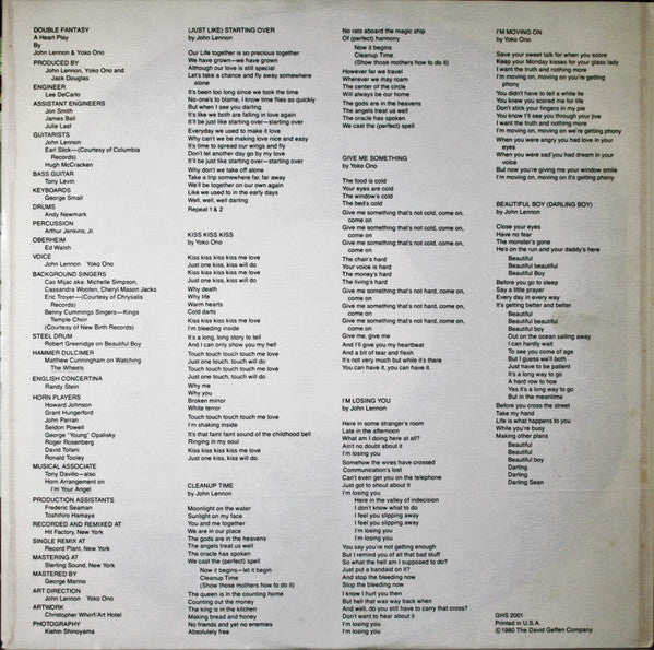 John Lennon & Yoko Ono : Double Fantasy (LP, Album, Spe)