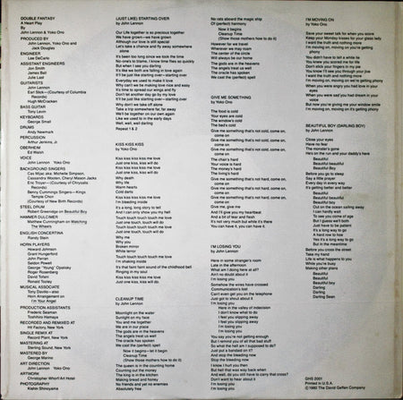 John Lennon & Yoko Ono : Double Fantasy (LP, Album, Spe)