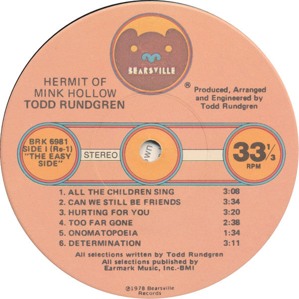 Todd Rundgren : Hermit Of Mink Hollow (LP, Album, Jac)