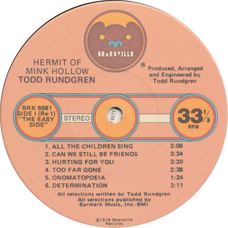 Todd Rundgren : Hermit Of Mink Hollow (LP, Album, Jac)