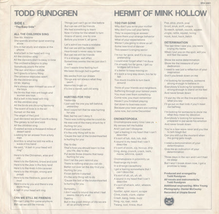 Todd Rundgren : Hermit Of Mink Hollow (LP, Album, Jac)