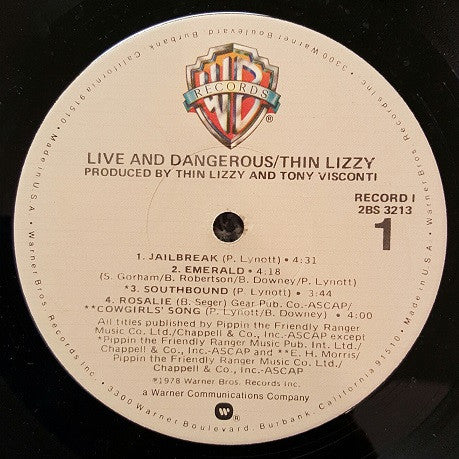 Thin Lizzy : Live And Dangerous (2xLP, Album, Jac)