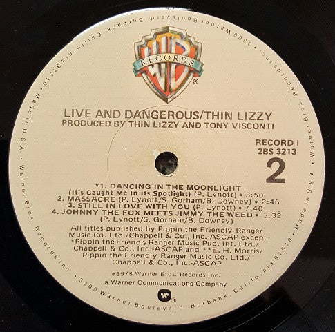 Thin Lizzy : Live And Dangerous (2xLP, Album, Jac)
