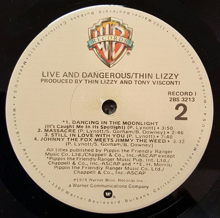 Thin Lizzy : Live And Dangerous (2xLP, Album, Jac)