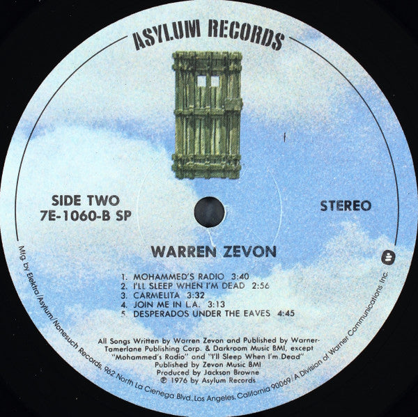 Warren Zevon : Warren Zevon (LP, Album, SP )