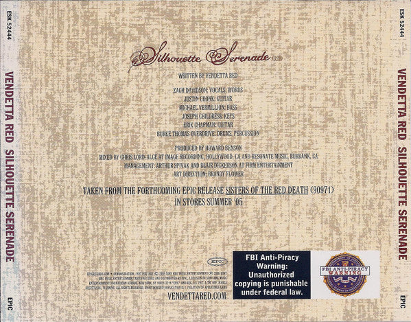 Vendetta Red : Silhouette Serenade (CD, Single)