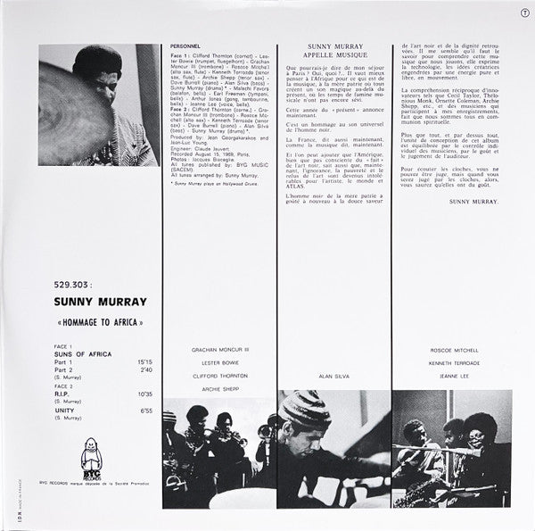 Sunny Murray : Hommage To Africa (LP, Album, Ltd, RE, 180)