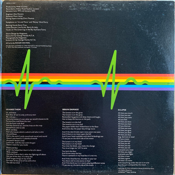 Pink Floyd : The Dark Side Of The Moon (LP, Album, 1st)