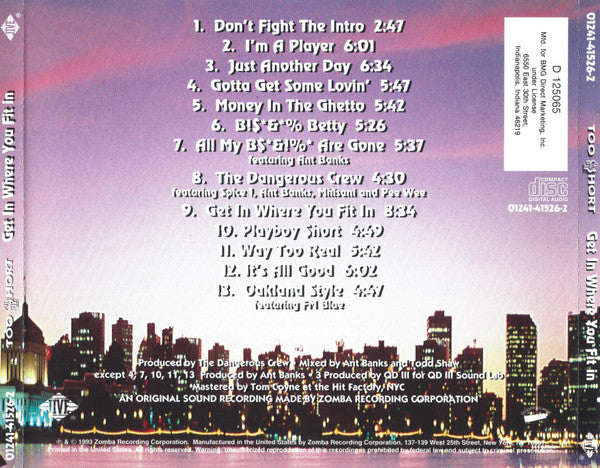 Too $hort* : Get In Where You Fit In (CD, Album, Club)