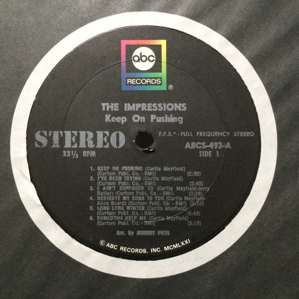 The Impressions : Keep On Pushing (LP, Album, RE)