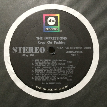 The Impressions : Keep On Pushing (LP, Album, RE)