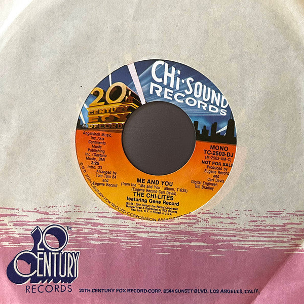 The Chi-Lites Featuring Eugene Record : Me And You (7", Mono, Promo)