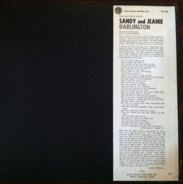 Sandy And Jeanie : Songs And Ballads Sung By Sandy And Jeanie Darlington (LP, Album)