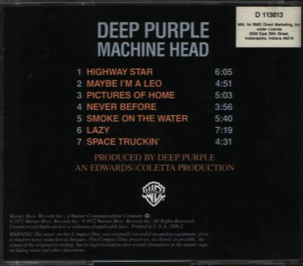 Deep Purple : Machine Head (CD, Album, Club, RE, RP)
