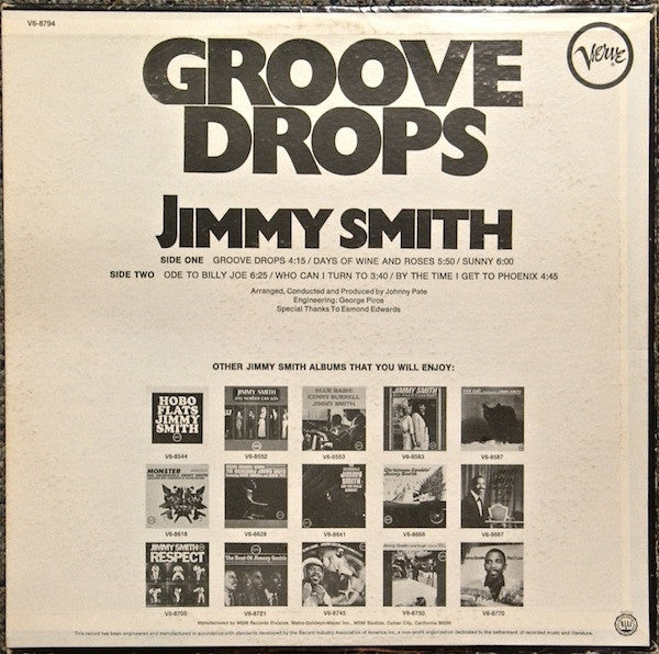 Jimmy Smith : Groove Drops (LP, Album, Promo)