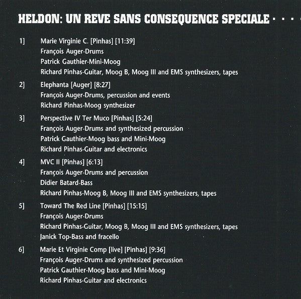 Heldon : Un Rêve Sans Conséquence Spéciale (CD, Album, RE)