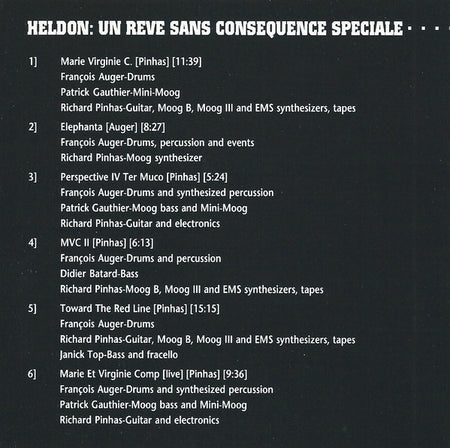 Heldon : Un Rêve Sans Conséquence Spéciale (CD, Album, RE)