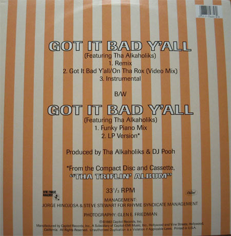 King Tee Featuring Tha Alkaholiks : Got It Bad Y'all (12")