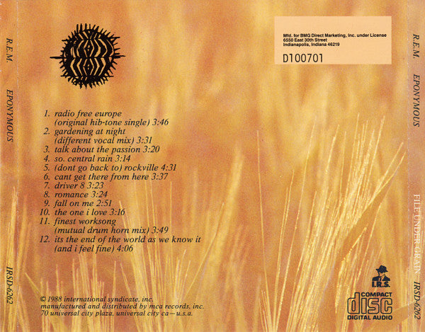R.E.M. : Eponymous (CD, Comp, Club, BMG)