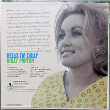 Dolly Parton : Hello, I'm Dolly (LP, Album, Mono)
