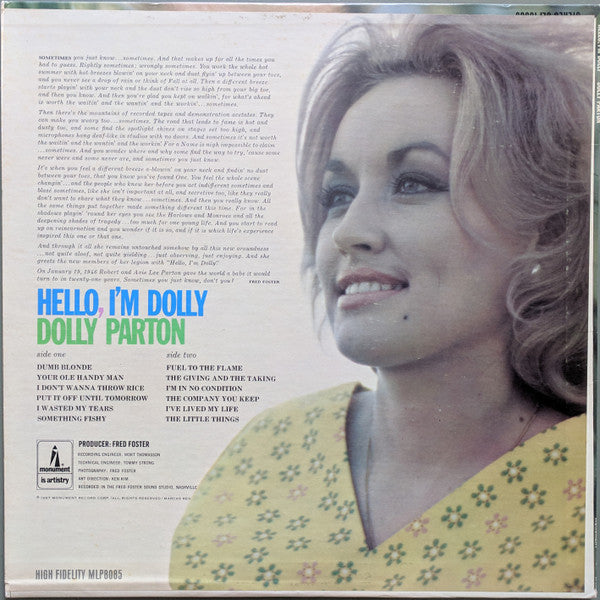 Dolly Parton : Hello, I'm Dolly (LP, Album, Mono)
