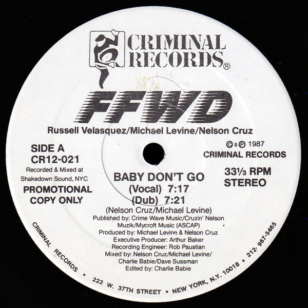 FFWD (4) : Baby Don't Go / Baby No Te Vayas (12", Promo)