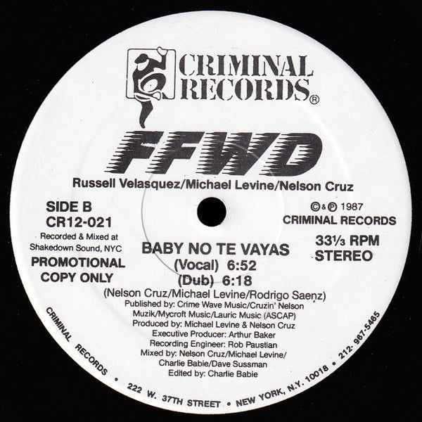 FFWD (4) : Baby Don't Go / Baby No Te Vayas (12", Promo)