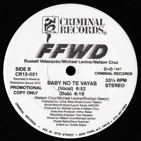FFWD (4) : Baby Don't Go / Baby No Te Vayas (12", Promo)