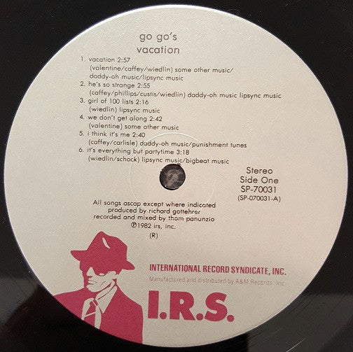 Go-Go's : Vacation (LP, Album, Ind)