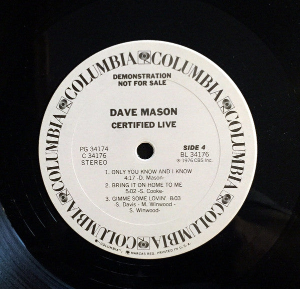 Dave Mason : Certified Live (2xLP, Promo)