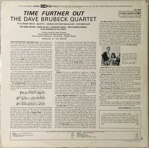 The Dave Brubeck Quartet : Time Further Out (Miro Reflections) (LP, Album)
