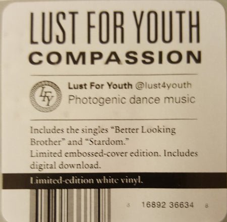 Lust For Youth : Compassion (LP, Album, Ltd, Whi)