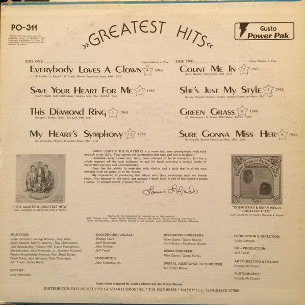 Gary Lewis & The Playboys : Greatest Hits (LP, Comp)