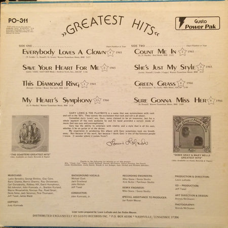 Gary Lewis & The Playboys : Greatest Hits (LP, Comp)