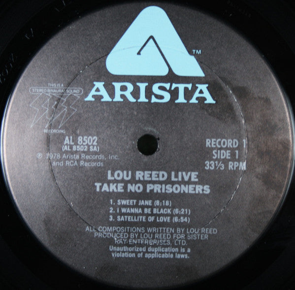 Lou Reed : Lou Reed Live - Take No Prisoners (2xLP, Album, Ter)