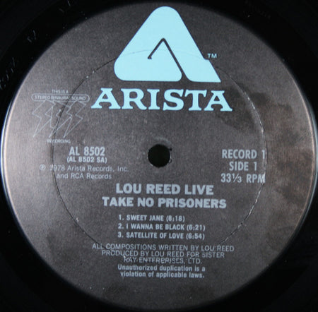 Lou Reed : Lou Reed Live - Take No Prisoners (2xLP, Album, Ter)