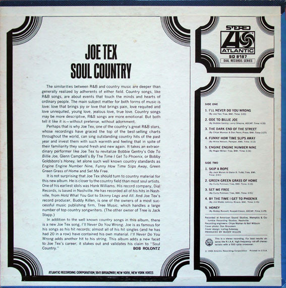 Joe Tex : Soul Country (LP, Album)