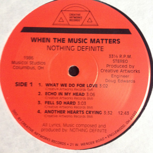 Nothing Definite : When The Music Matters (12", Album)