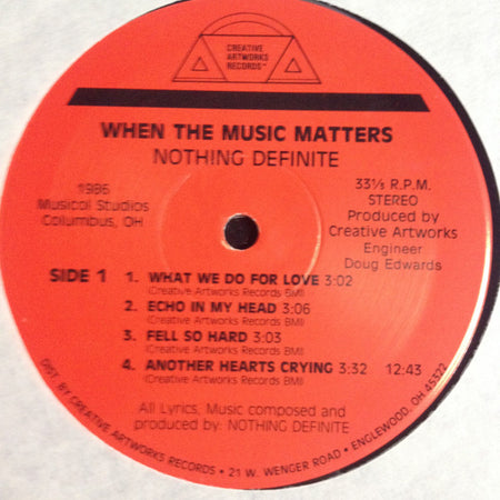 Nothing Definite : When The Music Matters (12", Album)