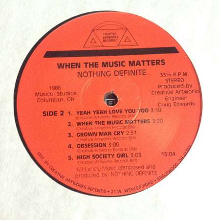 Nothing Definite : When The Music Matters (12", Album)