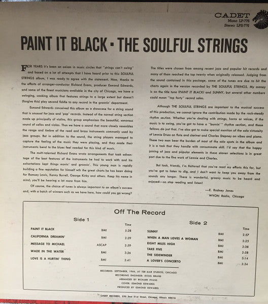 The Soulful Strings : Paint It Black (LP, Mono, Promo)