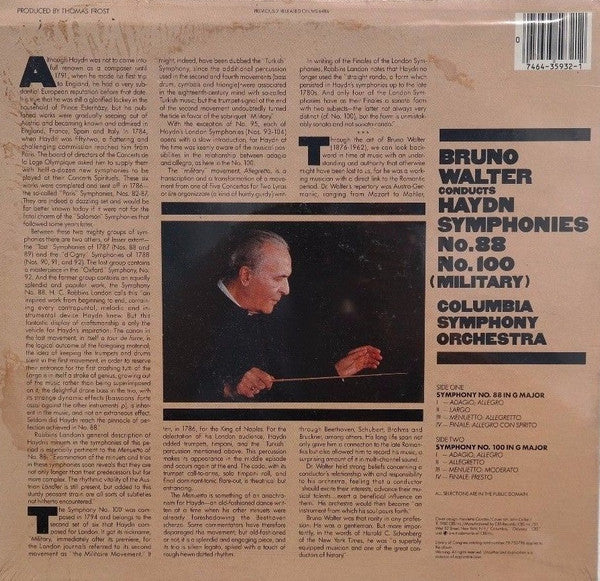 Bruno Walter Conducts Joseph Haydn, Columbia Symphony Orchestra : Symphony No. 88 / Symphony No. 100 (LP, RE)