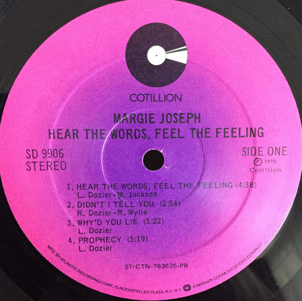 Margie Joseph : Hear The Words, Feel The Feeling (LP, Album, PR)