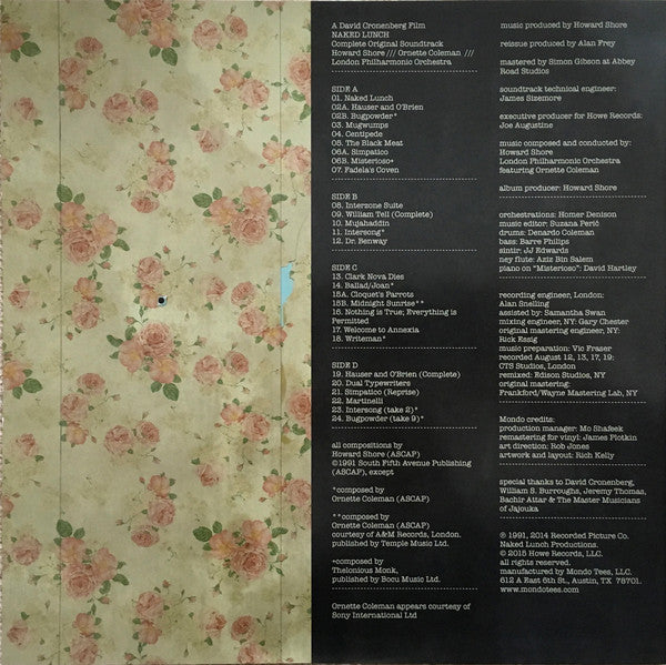 Howard Shore / Ornette Coleman / London Philharmonic Orchestra : Naked Lunch (Complete Original Soundtrack) (2xLP, Album, RM)