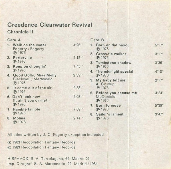 Creedence Clearwater Revival : Chronicle II (Cass, Comp, RE, Dol)