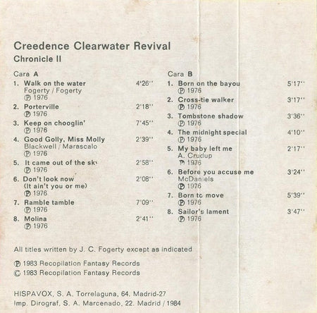 Creedence Clearwater Revival : Chronicle II (Cass, Comp, RE, Dol)