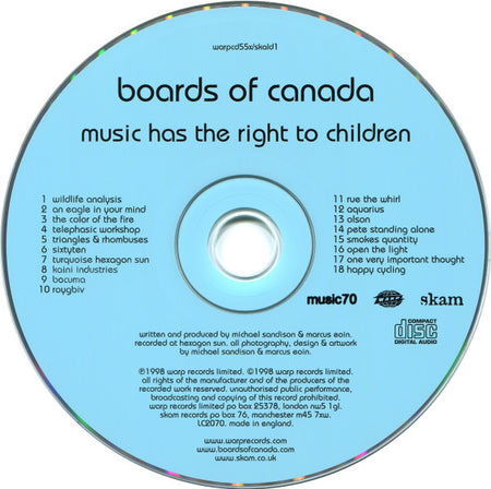 Boards Of Canada : Music Has The Right To Children (CD, Album, RE, RP, Dig)