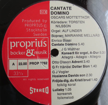 Oscars Motettkör, Torsten Nilsson, Alf Linder, Marianne Mellnäs : Cantate Domino (LP)